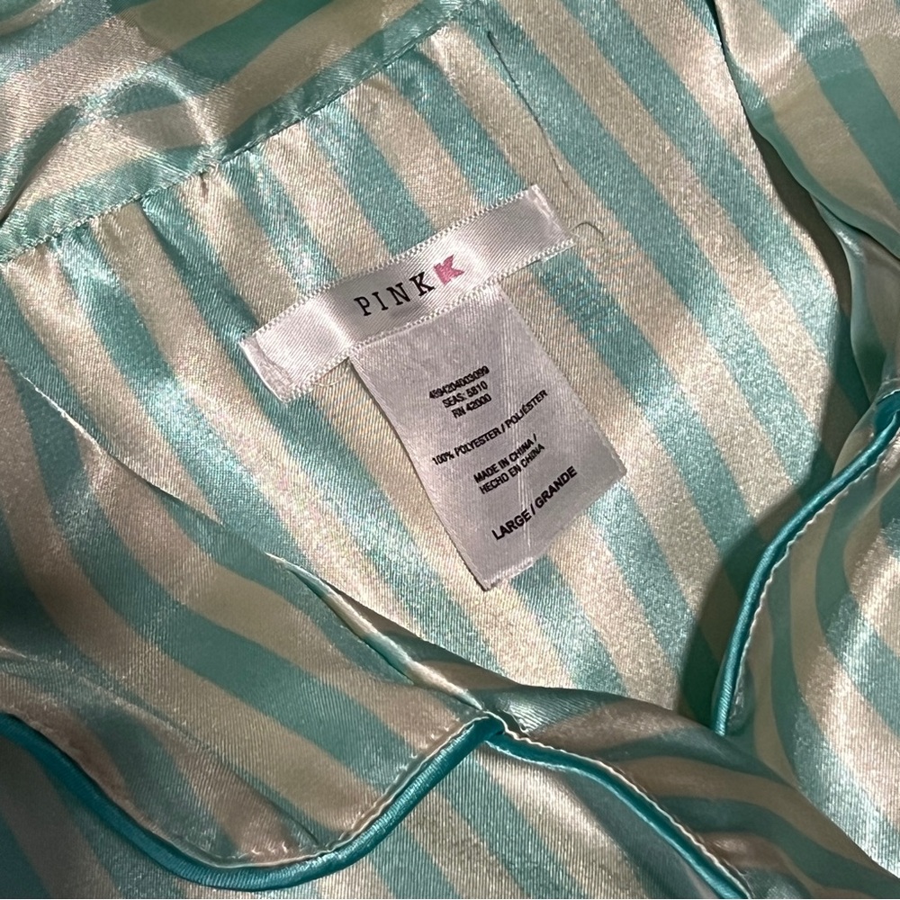 Sz Lg Pink K satin pajama set